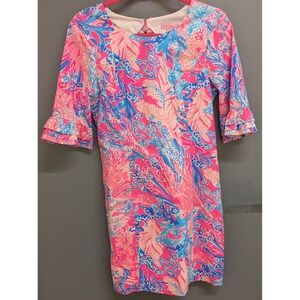Lilly Pulitzer Pascha Pink Aquadesiac‎ Women's 6 Dress Fiesta Stretch Ruffled